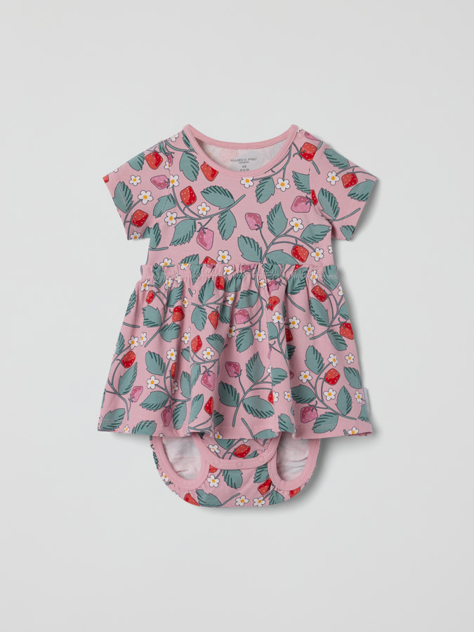 babygrow dress with strawberry print