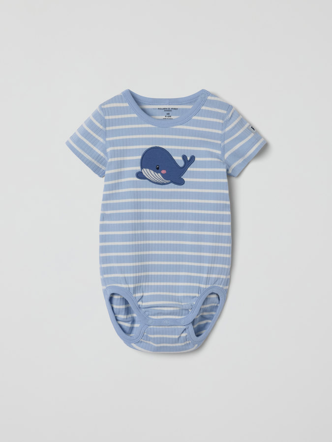 Short-sleeved babygrow with whale appliqué