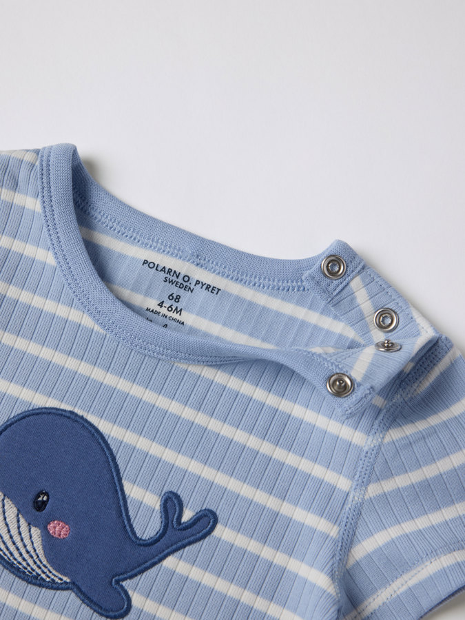 Short-sleeved bodysuit with whale appliqué Short-sleeved bodysuit with whale appliqué