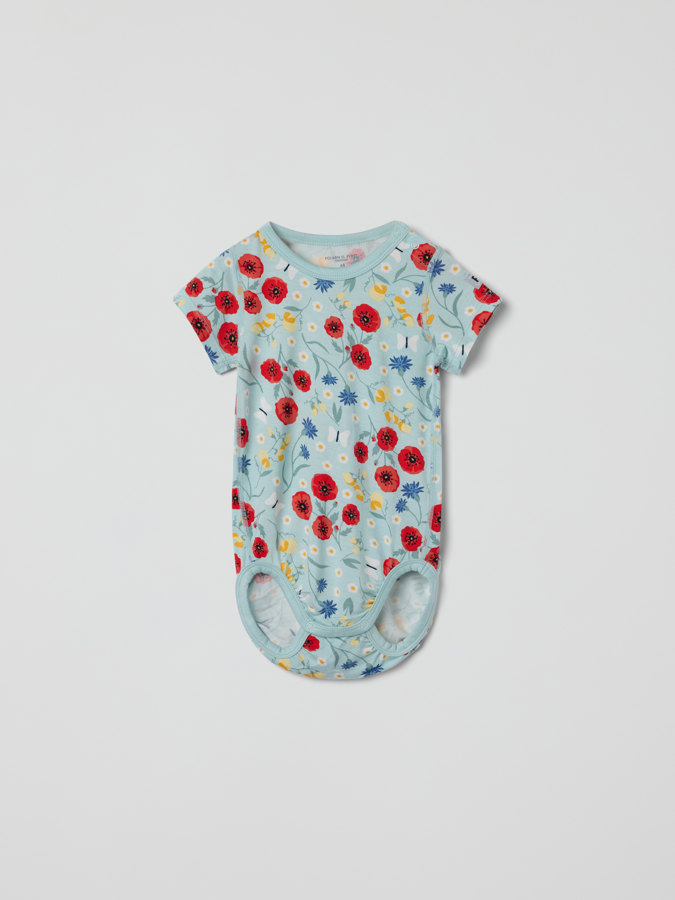 Short-sleeved floral babygrow