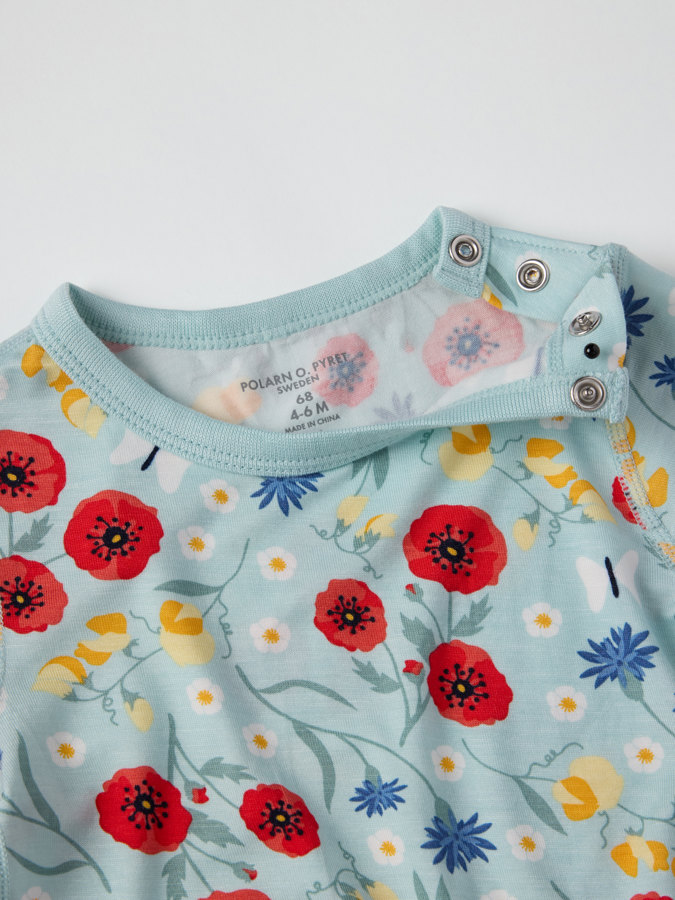 Short-sleeved floral babygrow