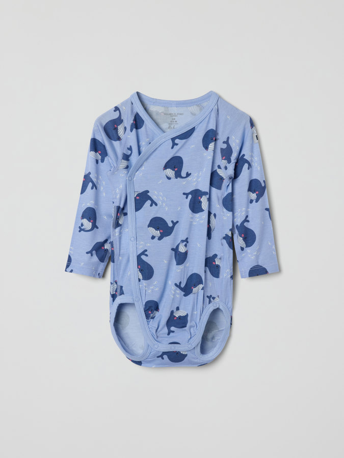 wraparound babygrow with whale print