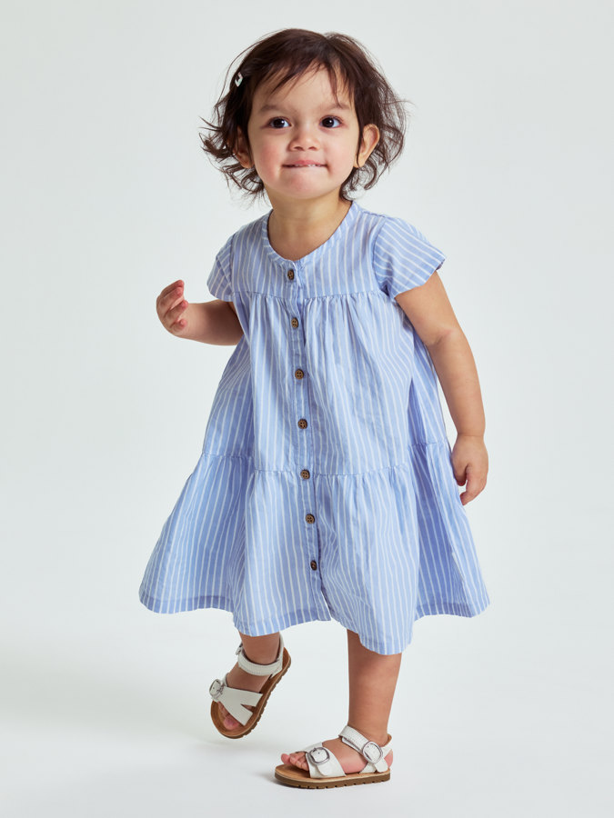 Short-sleeved striped dress