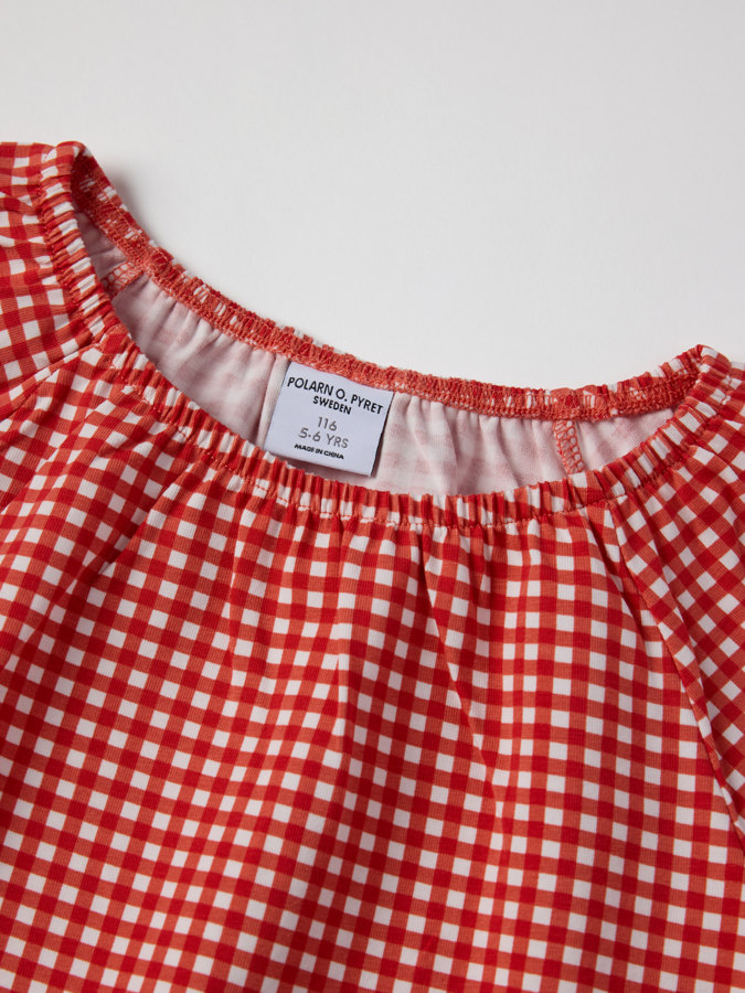 Checked top with puff sleeves