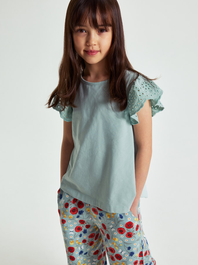 Top with lace sleeves