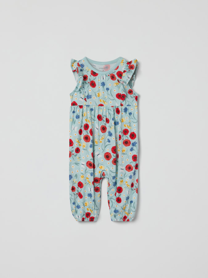Short-sleeved floral jumpsuit