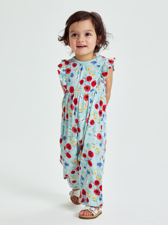 Short-sleeved floral jumpsuit