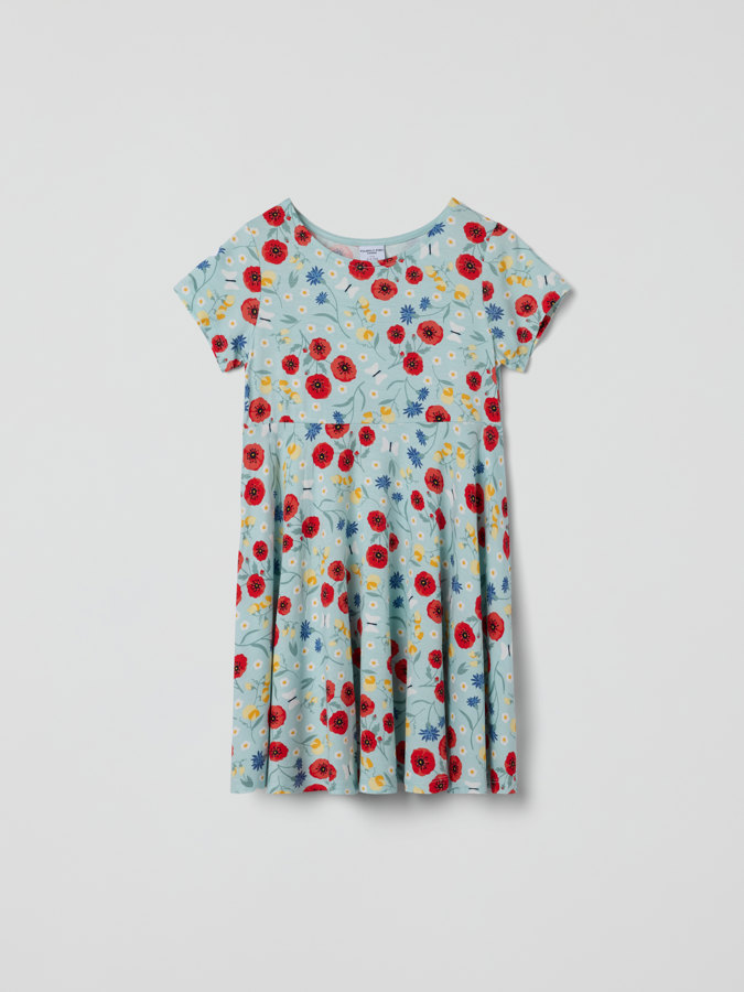 Short-sleeved floral twirl dress