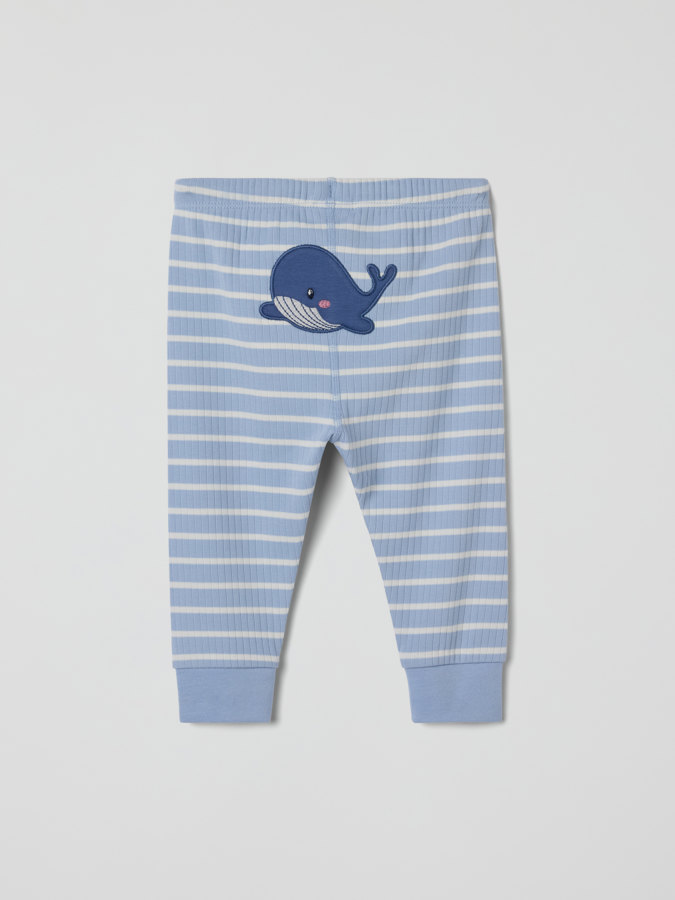 Ribbed pants with whale print