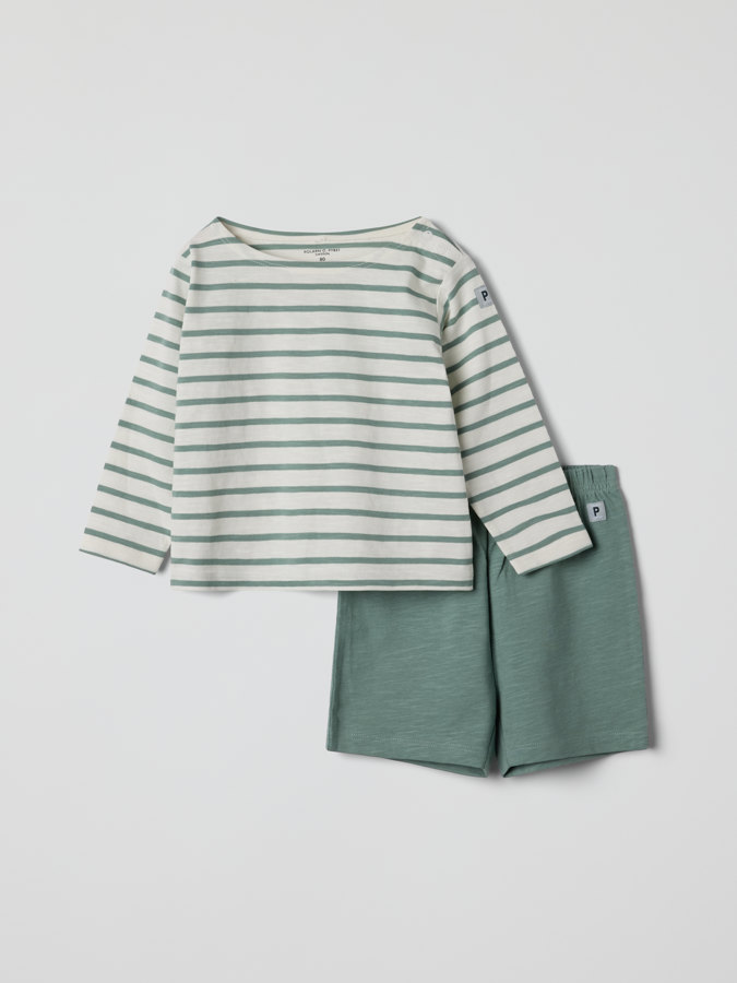 Set comprising striped top and shorts