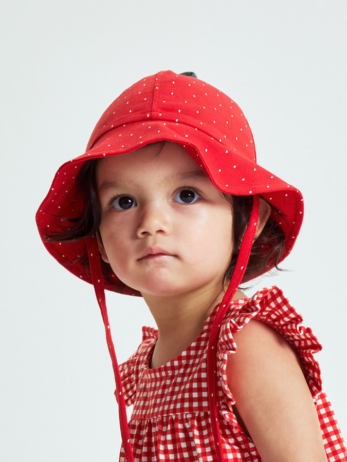 Jersey sun hat with berry print