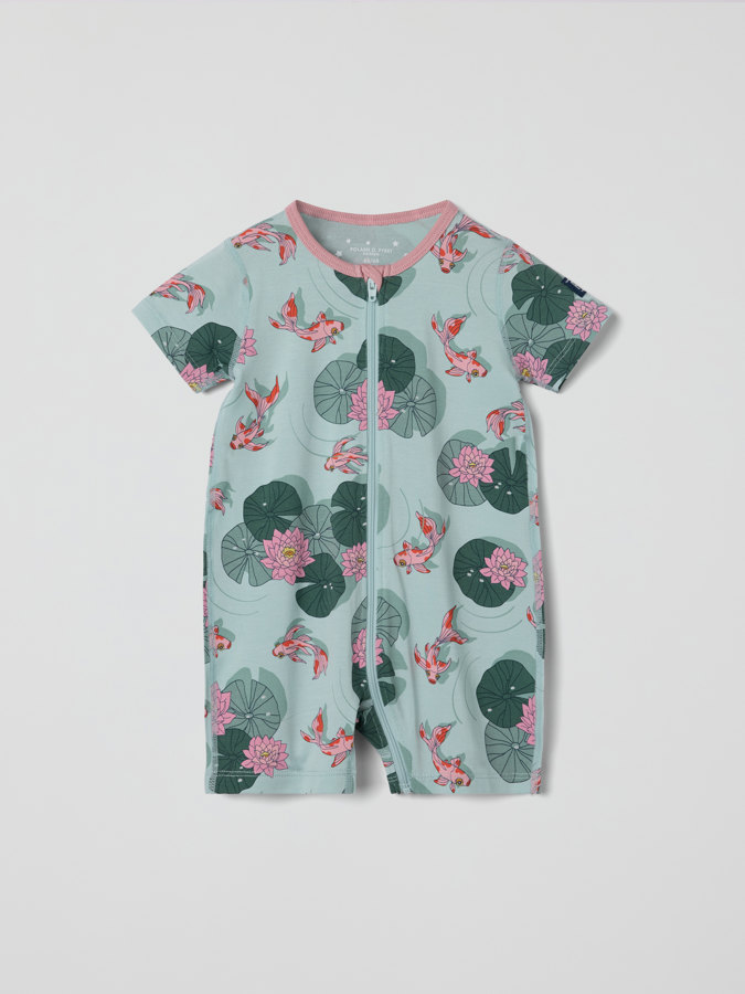 Short-sleeved sleepsuit with underwater print