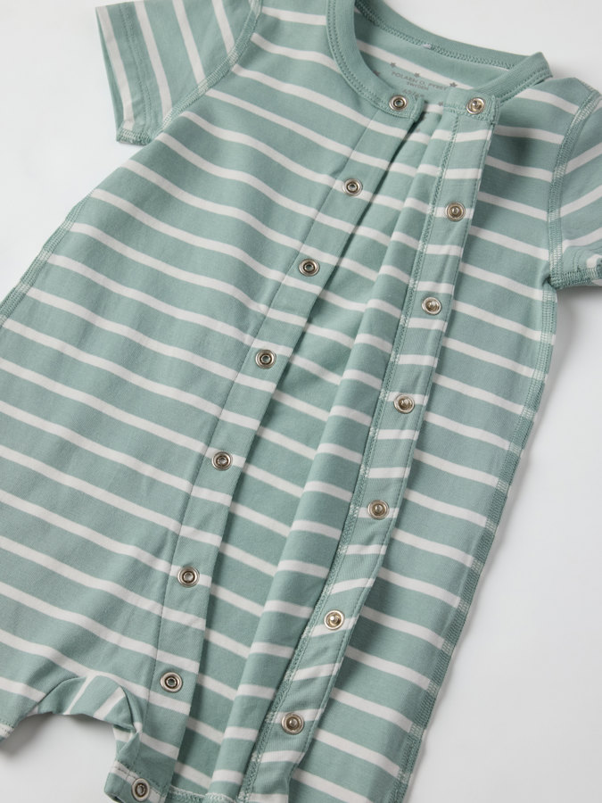 Short-sleeved striped sleepsuit