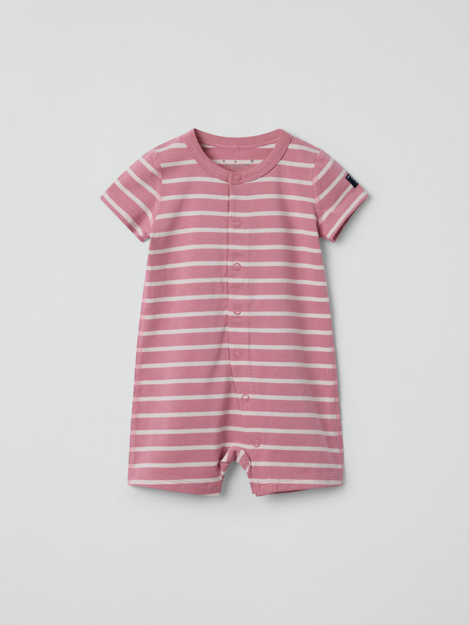Short-sleeved striped sleepsuit