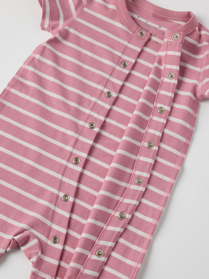 Short-sleeved striped sleepsuit