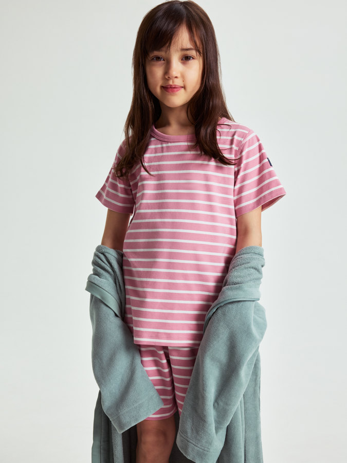 Short-sleeved striped two-piece pyjamas