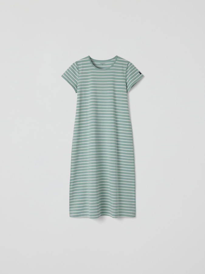 Striped short-sleeved nightgown for adult