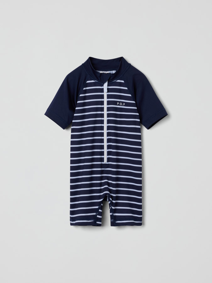 Striped short-sleeved UV suit