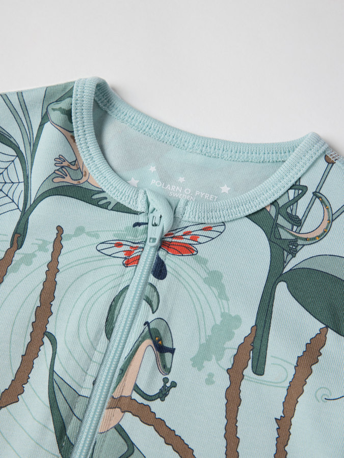 Short-sleeved sleepsuit with lizard print