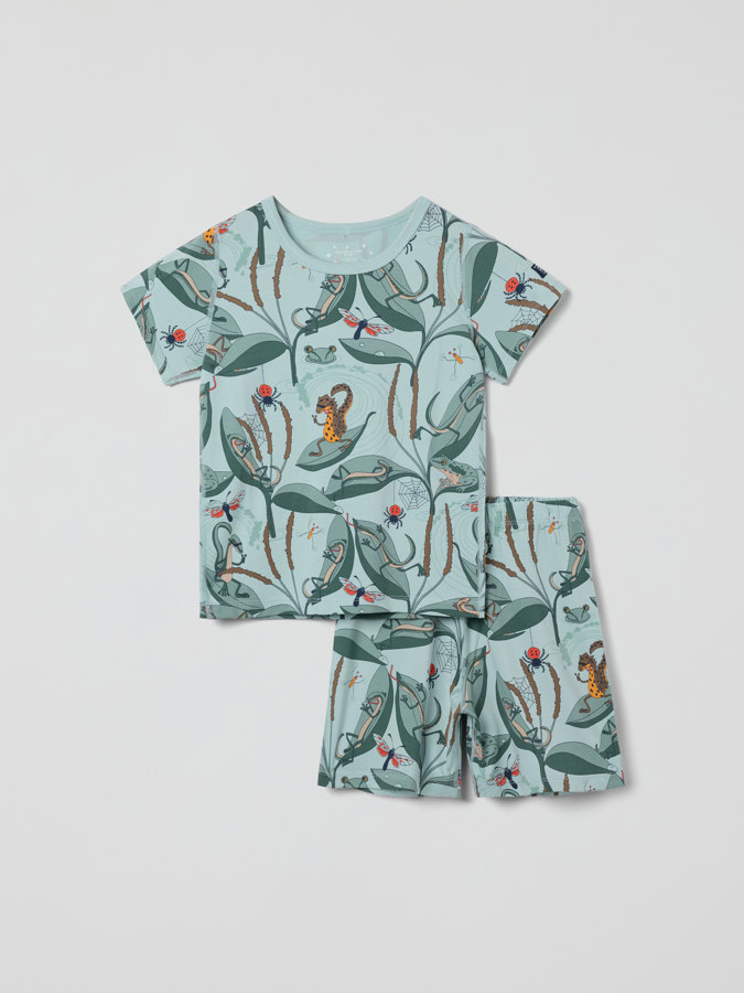 Short-sleeved two-piece pyjamas with lizard print