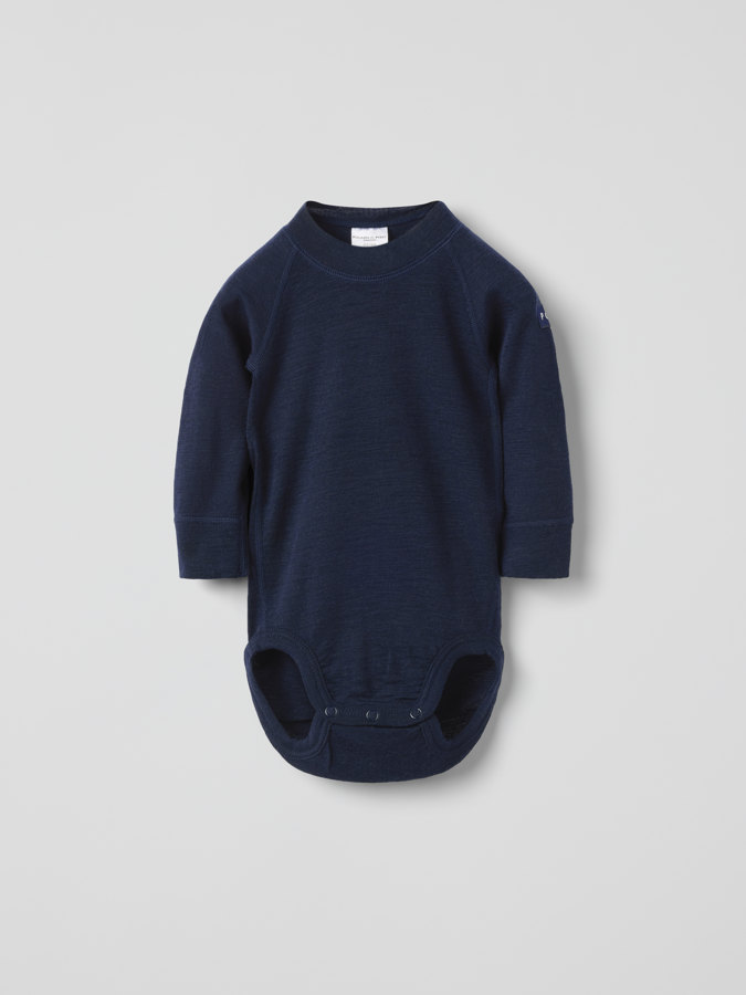 long-sleeve babygrow in merino wool