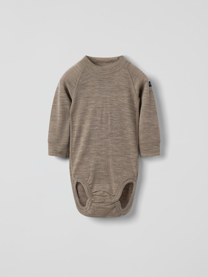 long-sleeve babygrow in merino wool