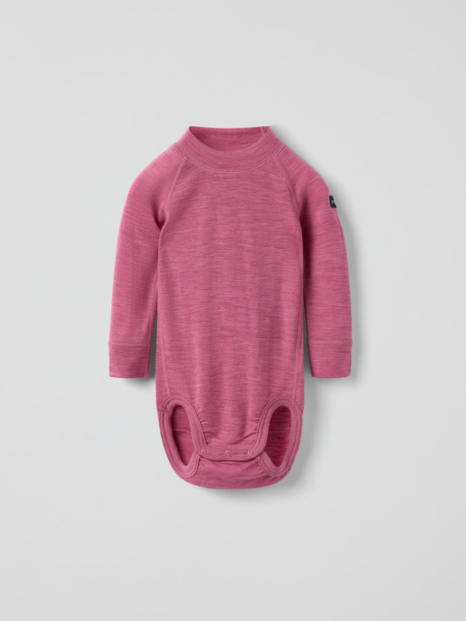 long-sleeve babygrow in merino wool