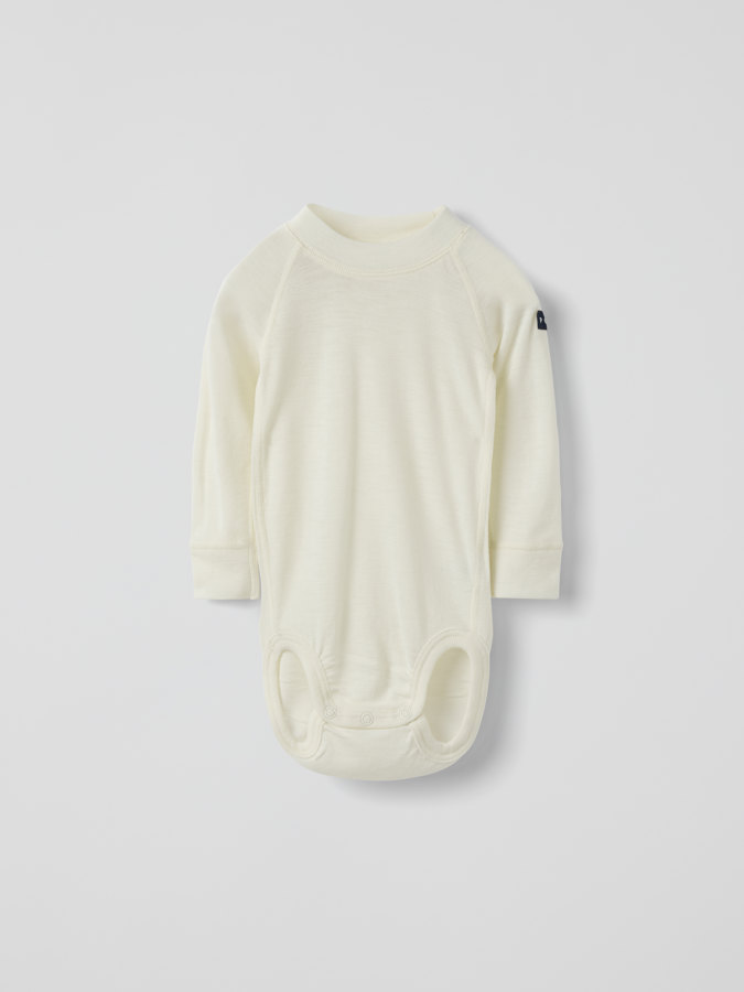 long-sleeve babygrow in merino wool