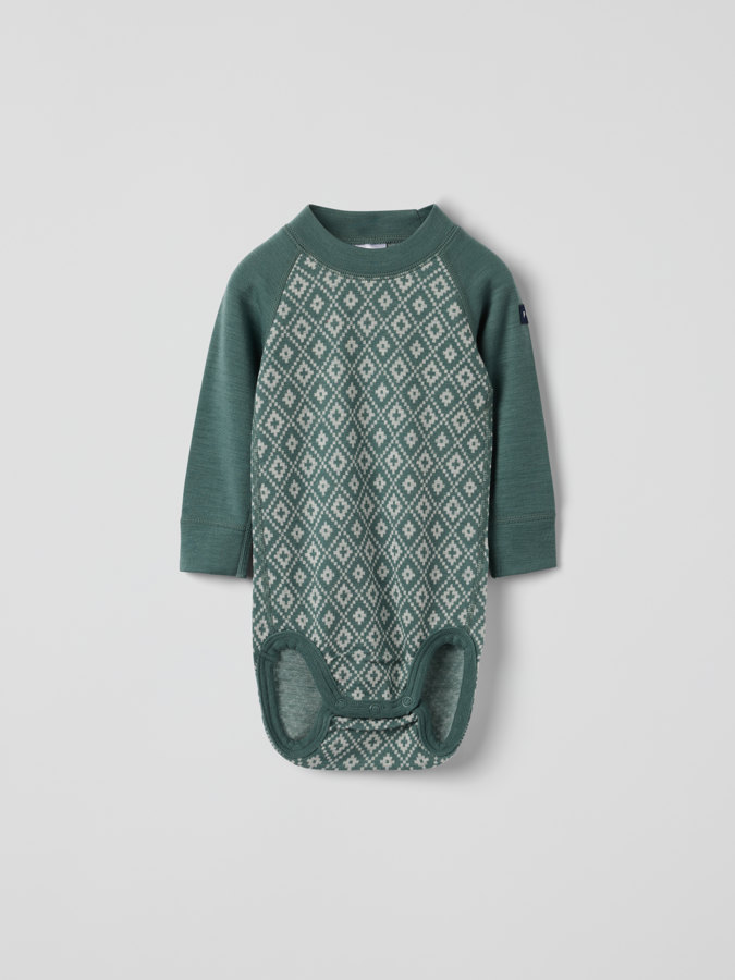 Long-sleeve bodysuit merino wool jacquard