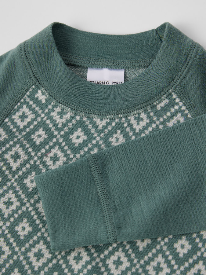 Long-sleeve bodysuit merino wool jacquard