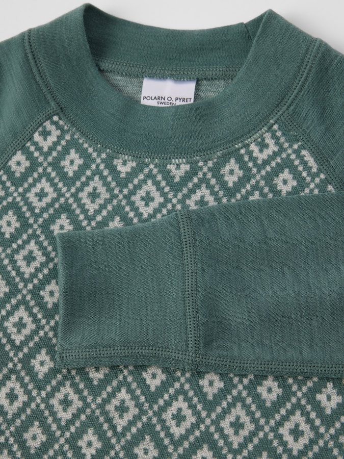 Long-sleeve base layer top merino wool jacquard Long-sleeve base layer top merino wool jacquard