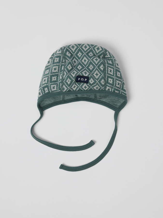 Helmet hat merino wool jacquard