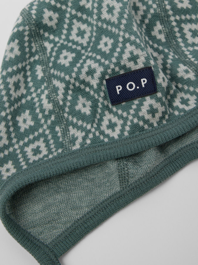 Helmet hat merino wool jacquard