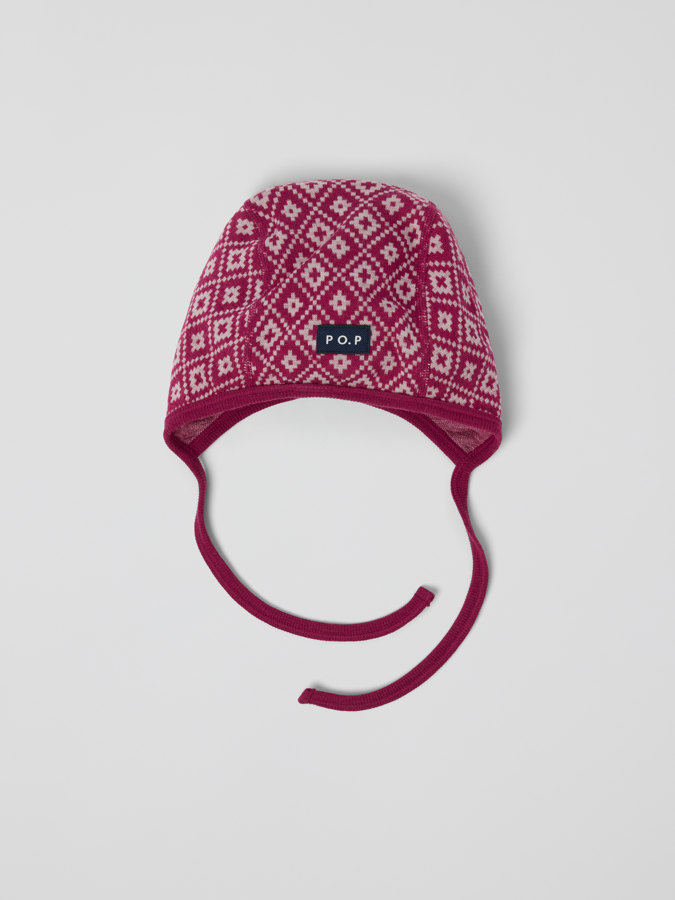 Helmet hat merino wool jacquard