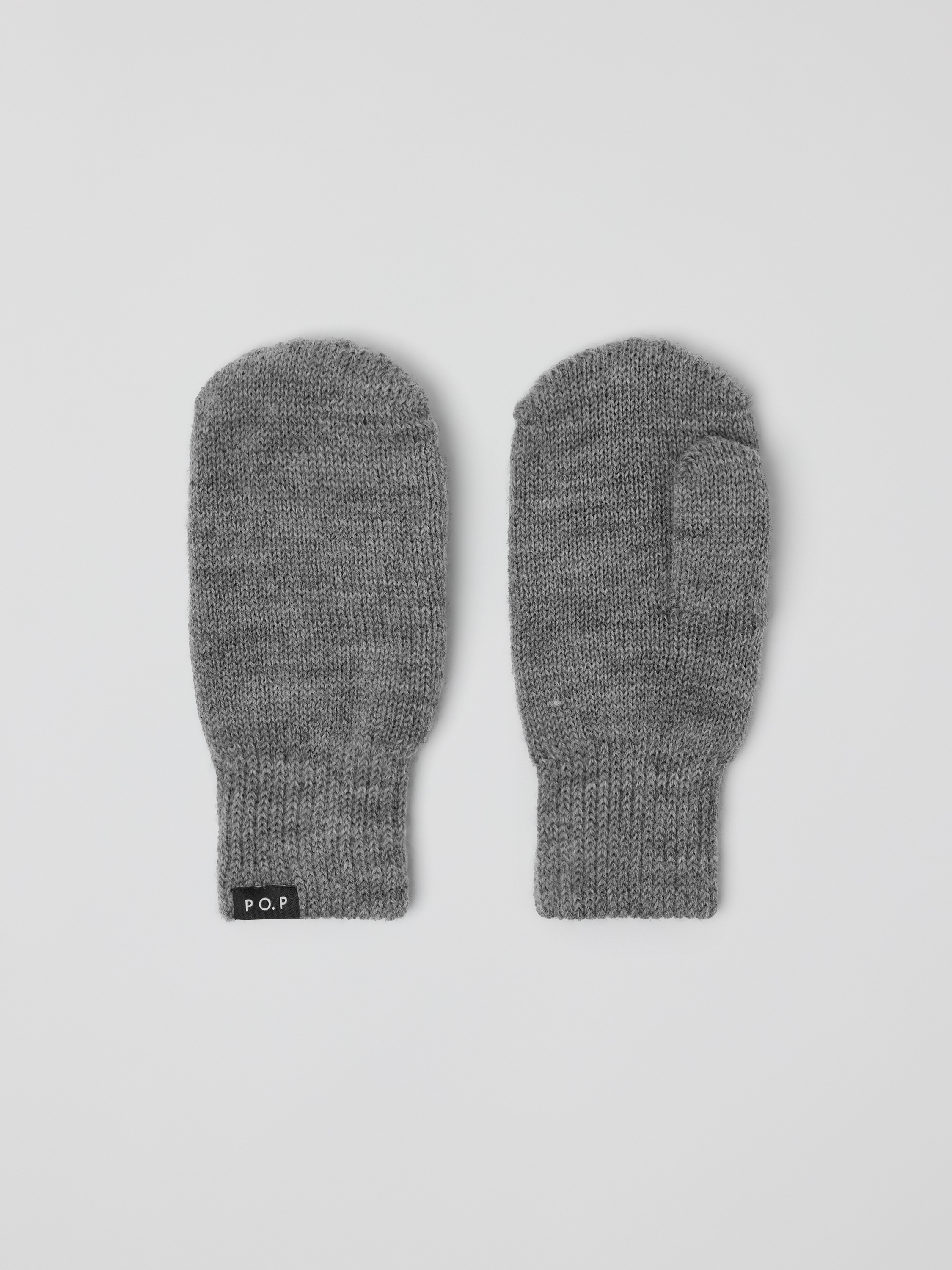 Polarn O. Pyret Grey Double-Knit Mittens Merino Wool