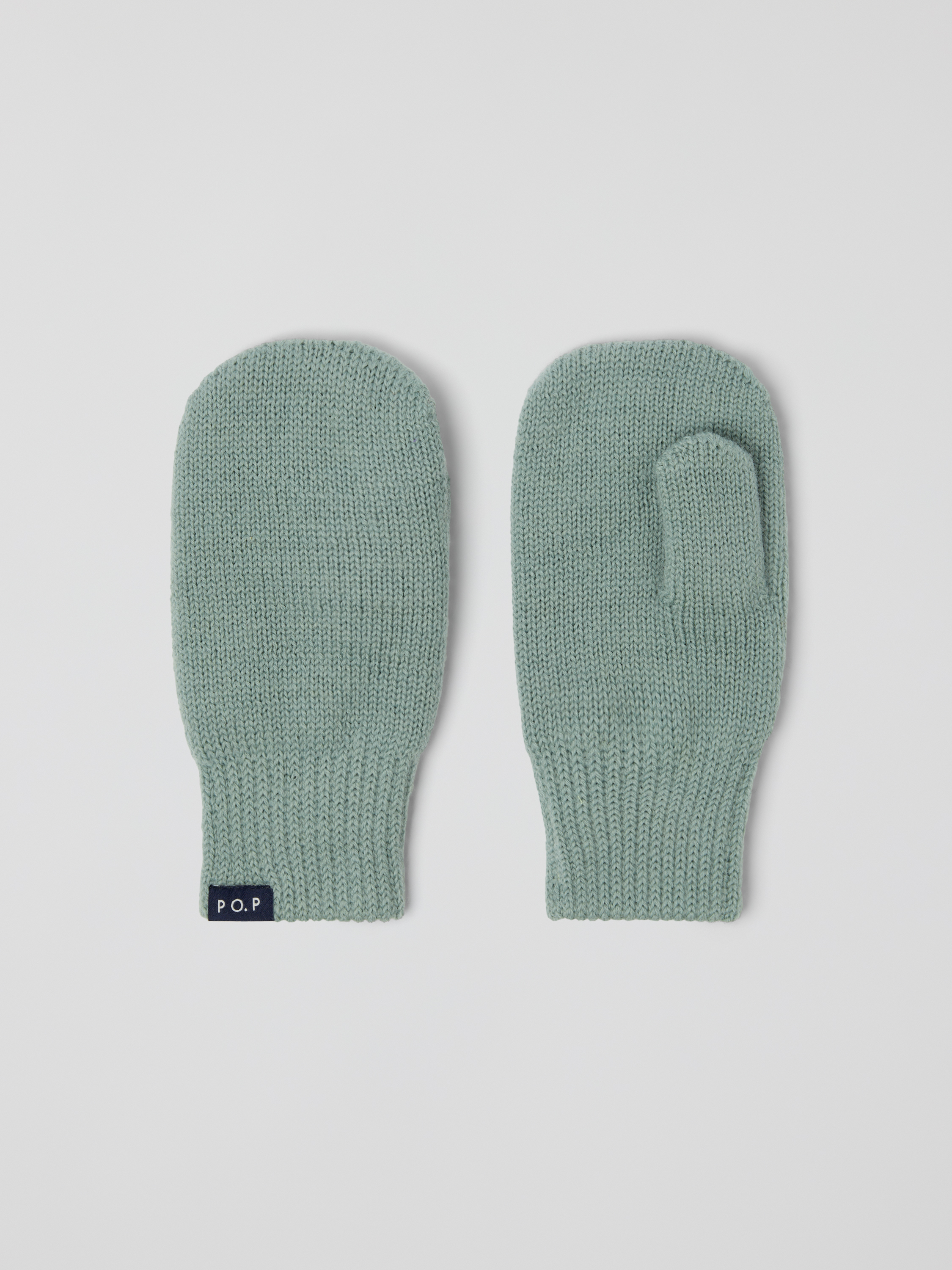 Polarn O. Pyret Green Double-Knit Mittens Merino Wool