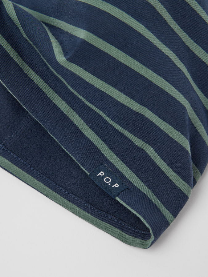 Striped jersey beanie with fleece lining