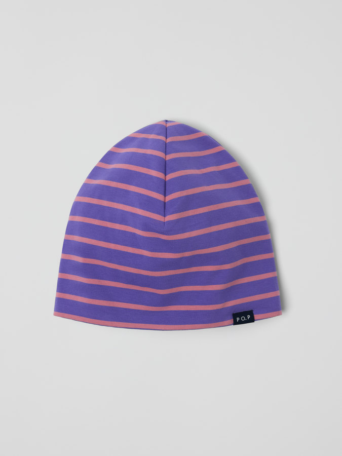Striped jersey beanie with fleece lining