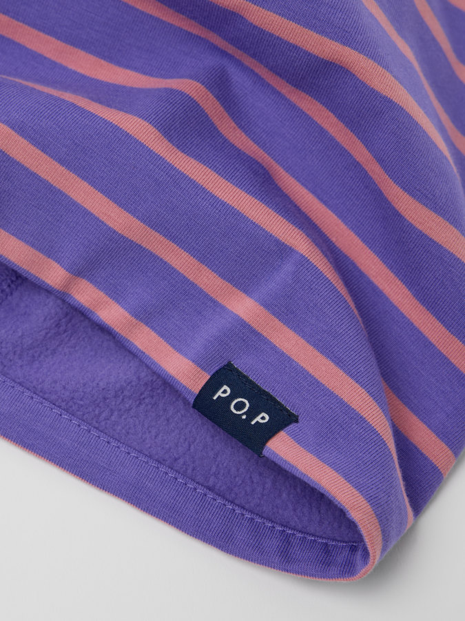 Striped jersey beanie with fleece lining