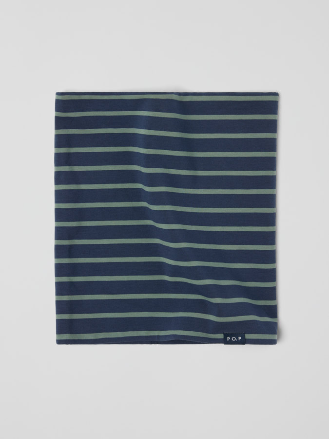 Striped tube scarf with fleece lining