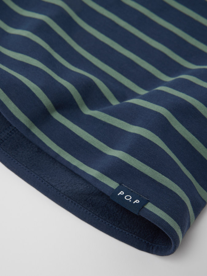 Striped tube scarf with fleece lining