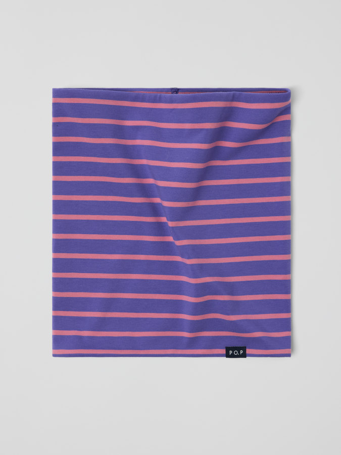 Striped tube scarf with fleece lining