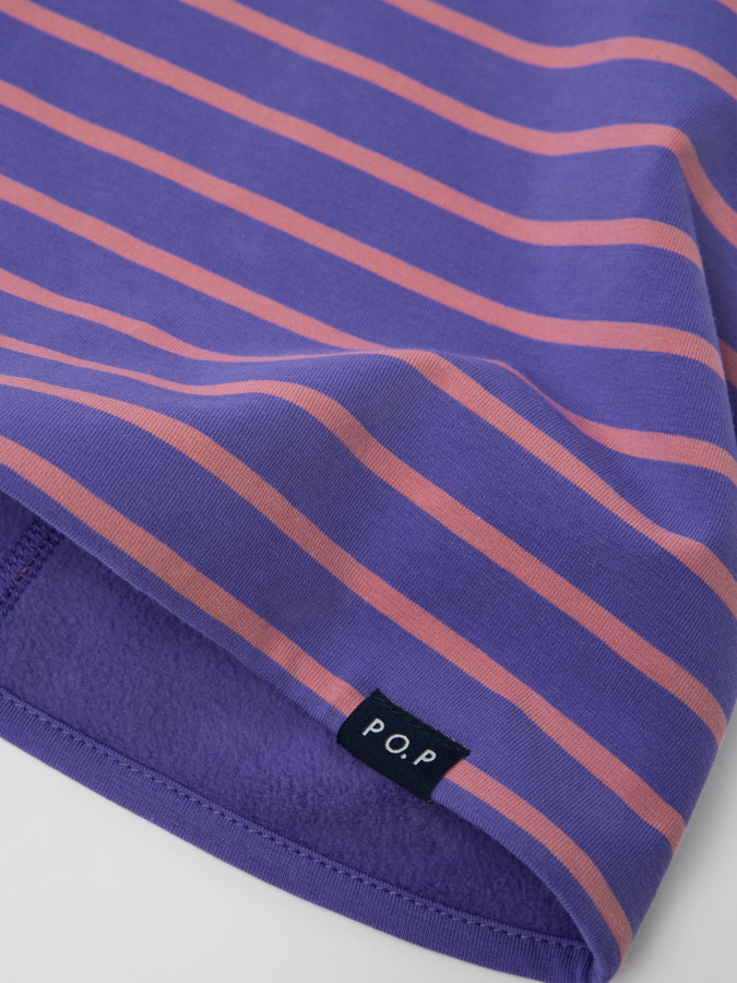 Striped tube scarf with fleece lining