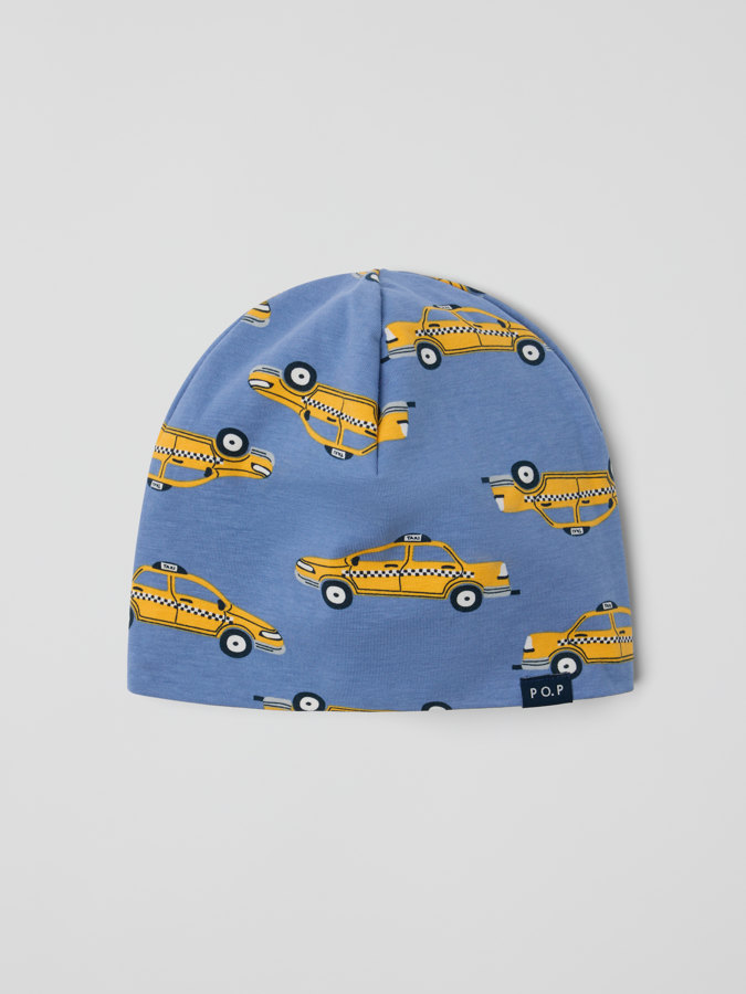 Jersey beanie with taxicars print