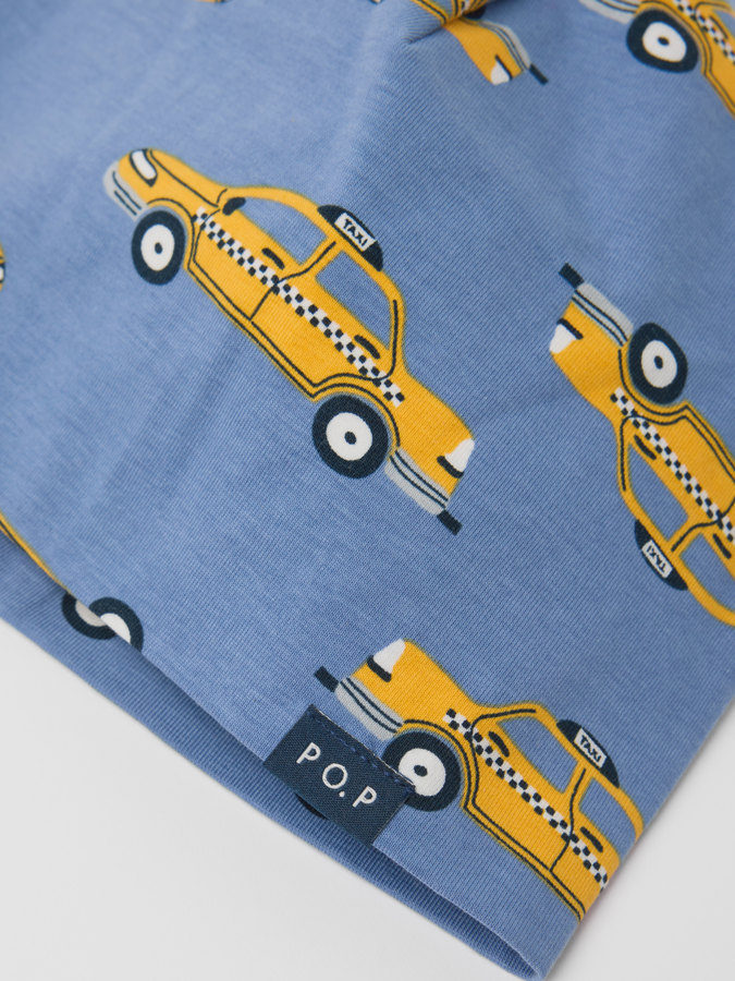 Jersey beanie with taxicars print