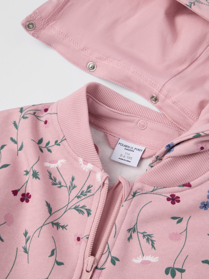 Floral hoodie with pouch pocket
