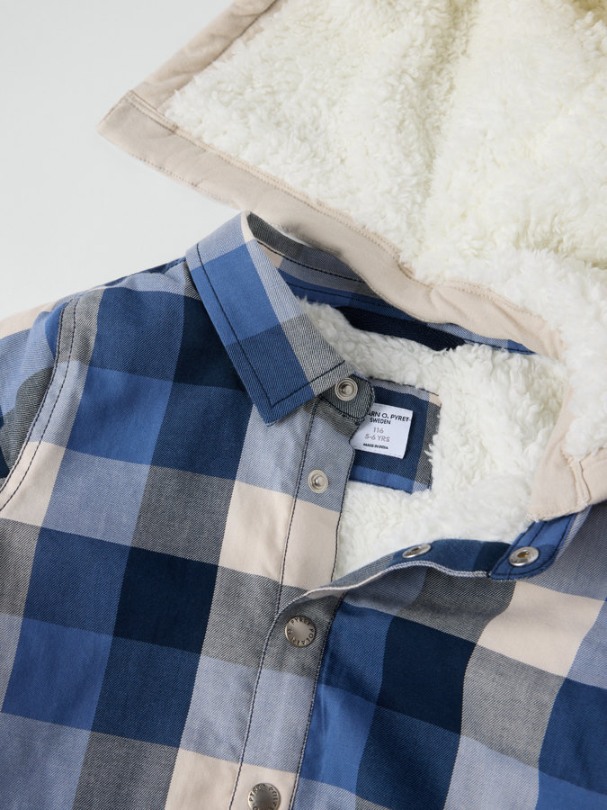 Checked jacket shirt with pile lining