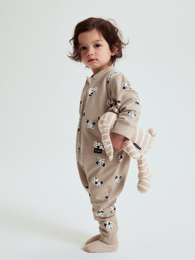 Sweatshirt overall with pocket dalmatian