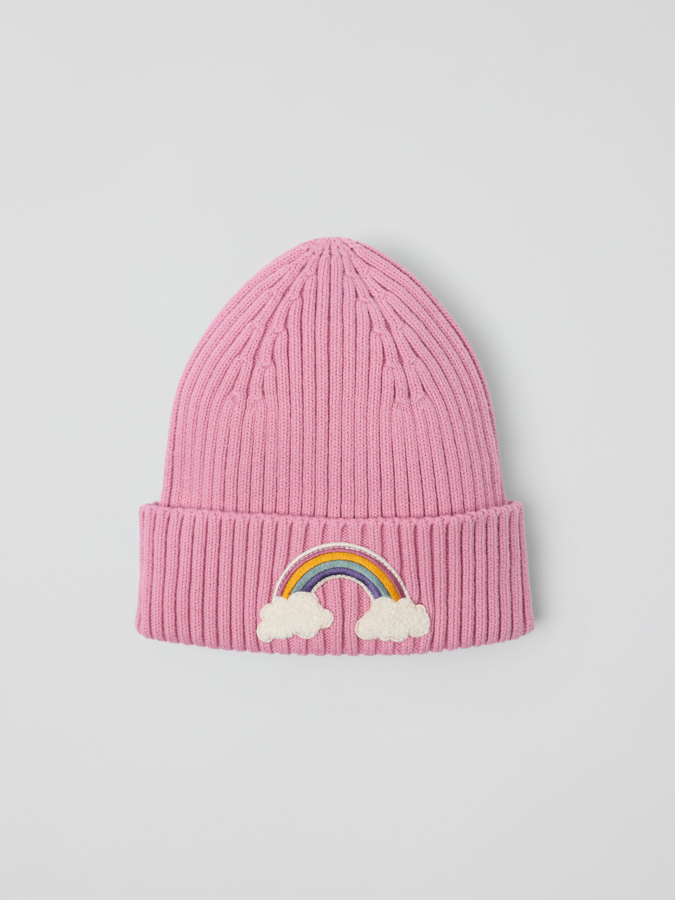 Ribbed beanie with appliqué