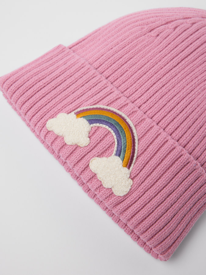 Ribbed beanie with appliqué
